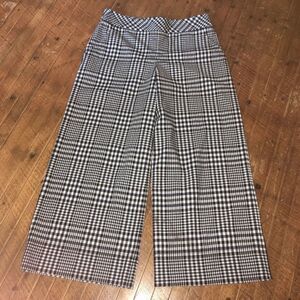 Trina Turk wide leg plaid business casual flat front size 0 trousers